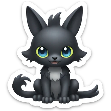 Cute cool shiny fantasy dark-shadow-themed animal hybrid Fakemon full body sticker