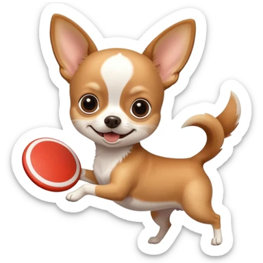 Chihuahua catching a frisbee sticker
