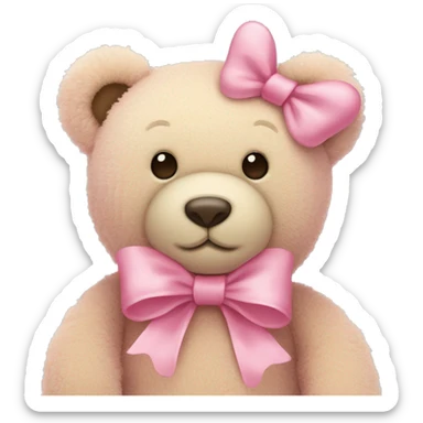 Jellycat bear with a pink bow sticker