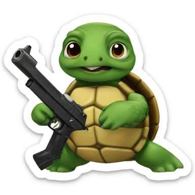 turtle with a gun sticker
