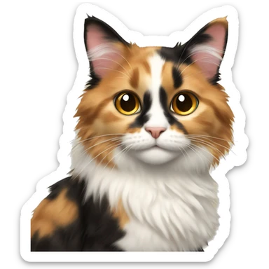 Calico cat fluffy sticker
