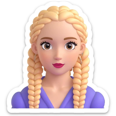 Striking character with perfect Dutch braids, fluttery large eyelashes, and a beautiful attractive face sticker