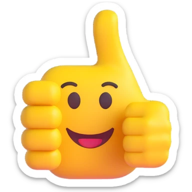 yellow thumbs up emoji in Windows 11 style, facing left, identical to the standard Windows 11 thumbs up emoji but mirrored to face left sticker