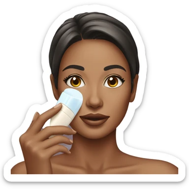 Pretty woman applying skincare  sticker