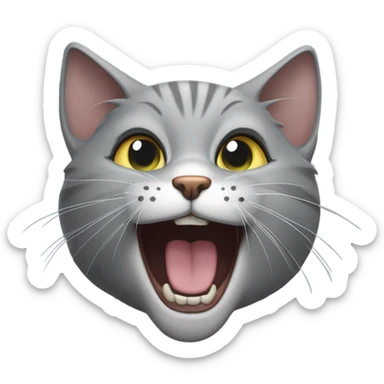 grey cat hissing sticker