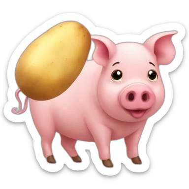 pig in love with potato sticker