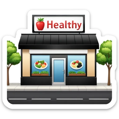 make a billboard on top of a healthy restaurant building written on it "healthy"  sticker