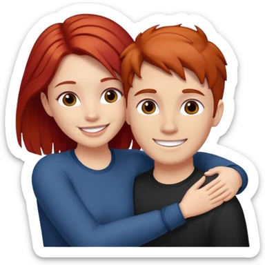 Red haired girl with white guy dark brown hair  romance sticker