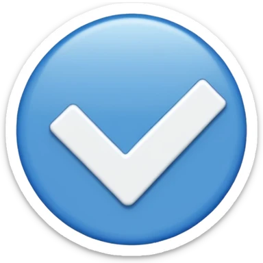 I want a verified emoji with the background all blue and inside there will be a stick "correct" in white". sticker