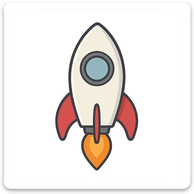 simple rocket ship, general style, clean and minimalistic sticker