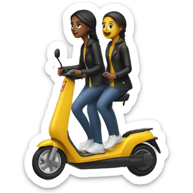 2 girls on a standing e-scooter sticker