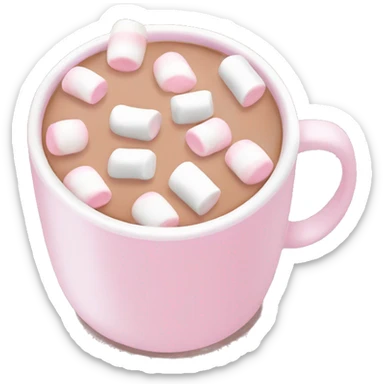 Light Pink mug of hot chocolate with marshmallows  sticker