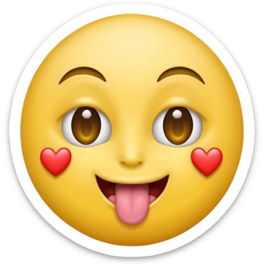 round Emoji with heart-shaped eyes, inside the heart eyes there are are dollar signs, and the emoji is sticking out its tongue. sticker