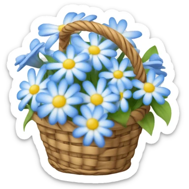 Basket of forget me nots and white daisy’s  sticker