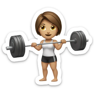 Three Caucasian girls with brown hair doing Olympic weightlifting with a barbell sticker