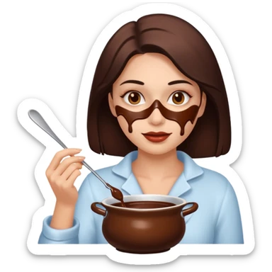 woman almost eating chocolate fondue sticker