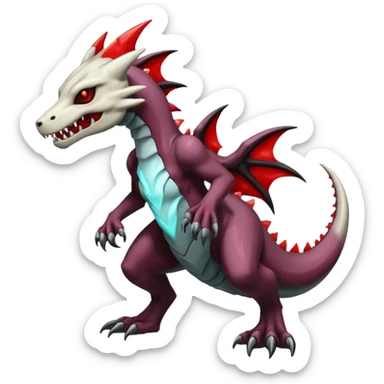 Shiny White Evil Glowing Eldritch Marowak-Salandit-Duskull-Darkdramon-fusion with bloody red markings sticker