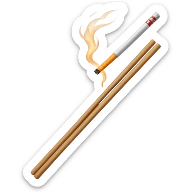 The chopsticks 🥢 emoji with smoke of a cigarette 🚬 sticker
