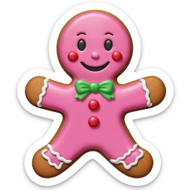 christmas gingerbread pink and red sticker