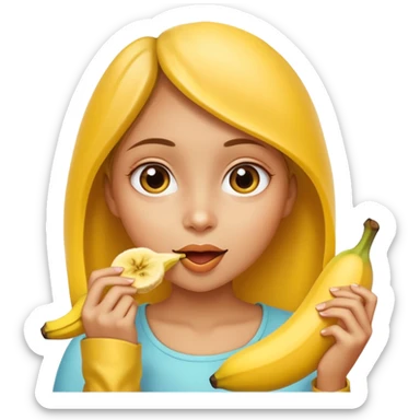 girl enjoying a banana sticker