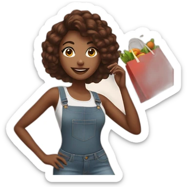 influencer taking selfie with a shopping bag sticker