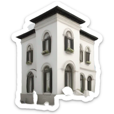 White Italian villa with black details sticker