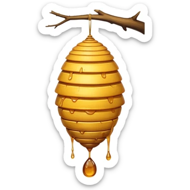 A hanging beehive dripping golden honey from its base. sticker