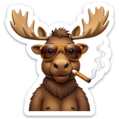 Moose with sunglasses smoking sticker