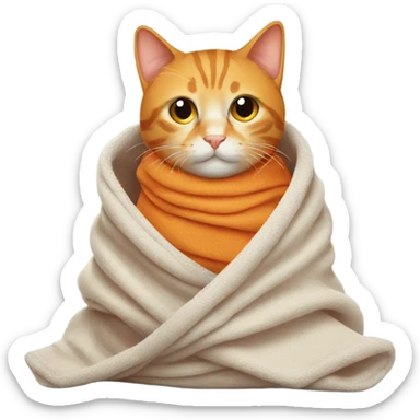 orange cat wrapped in blanket  sticker