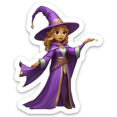 D&D female noble wizard elf casting a spell  sticker