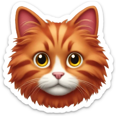 red fold fluffy cat sticker