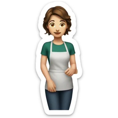 Woman with short brown hair cooking on a stove sticker
