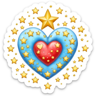 corazon celeste con estrellas sticker