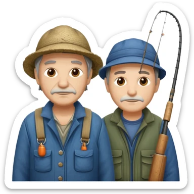 2 pescadores uno mayor y el otro joven, piel clara y pelo oscuro sticker