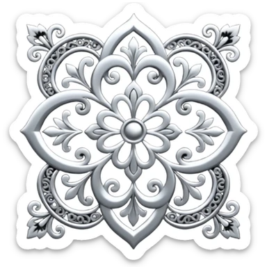 Black and silver filigree design, 3D, extremely detailed design sticker