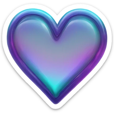 Neon glass teal mauve heart  sticker