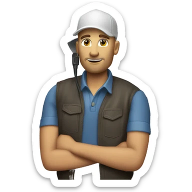 White trucker smoker talking on walkie talkie sticker