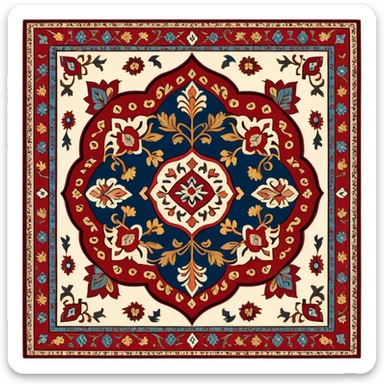 Traditional Dagestani carpet with intricate patterns sticker