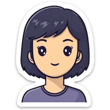 young woman with black hair, 25 years old sticker