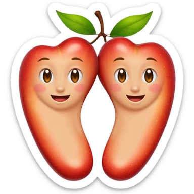 two feet soles, apple emoji style, winking, inspired by reference image sticker