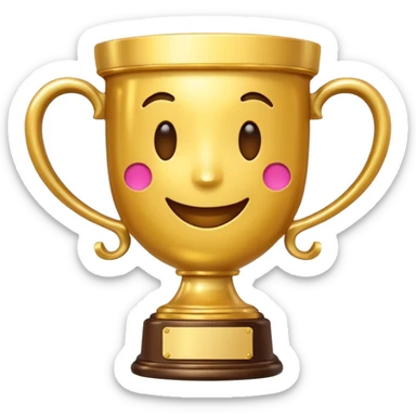 trophy with handles, shiny, cheerful emoji style sticker