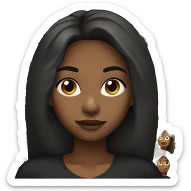 blackwomen with long hairs and brown eyes and wears black clothes sticker