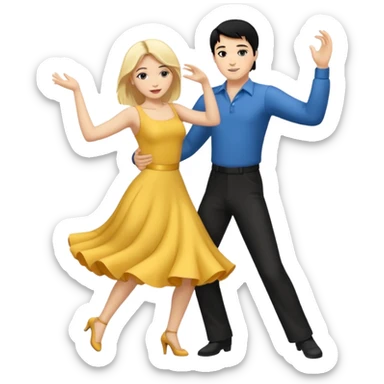 couple dancing full body man black hair woman blonde sticker