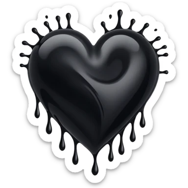 black ink heart emoji with ink streaks sticker