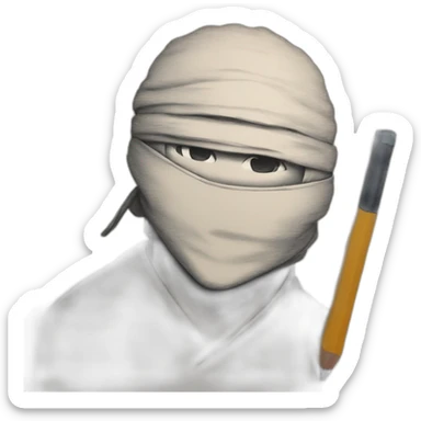 Ninja fait un dessin avec un crayon à papier sticker