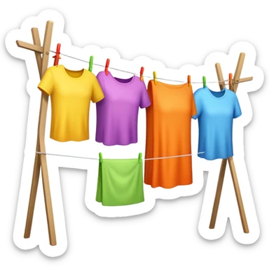 colorful laundry drying line sticker