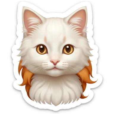 Long-haired cute white kitten with a little ginger on its head sticker