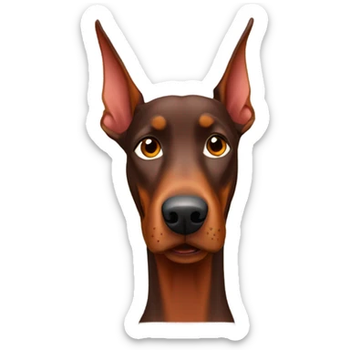 Red Doberman without cropped ears face facing front happy eyes sticker