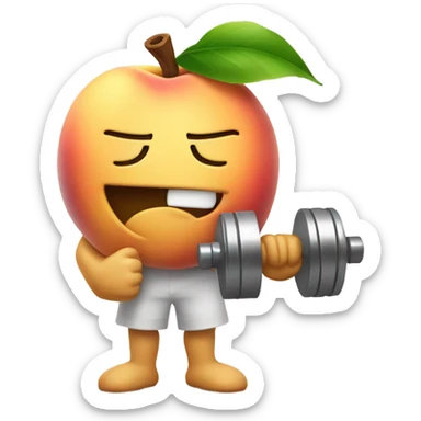 Peach winking and lifting weights with 2 arms cute smile  sticker
