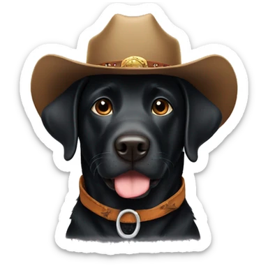 Black labrador wearing cowboy hat sticker